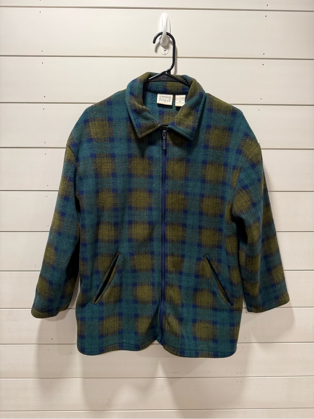 Plaid Zip-Front Jacket in Blue & Green